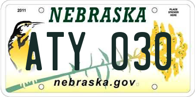NE license plate ATY030