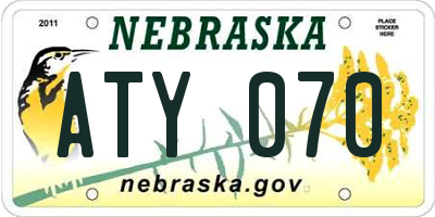 NE license plate ATY070