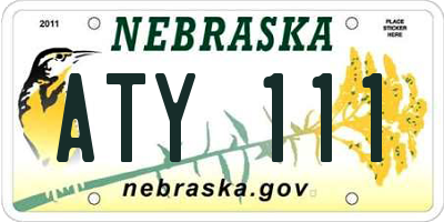 NE license plate ATY111