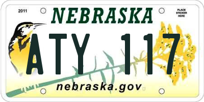 NE license plate ATY117