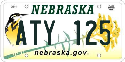 NE license plate ATY125