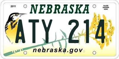 NE license plate ATY214