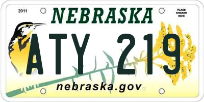 NE license plate ATY219