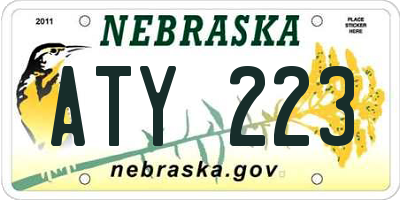 NE license plate ATY223
