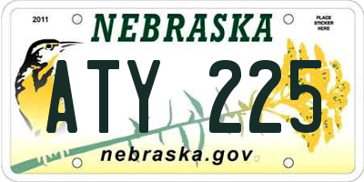 NE license plate ATY225