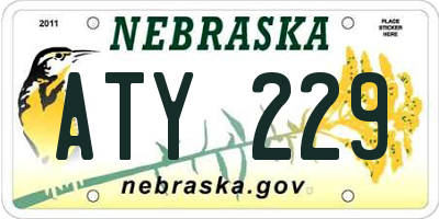 NE license plate ATY229