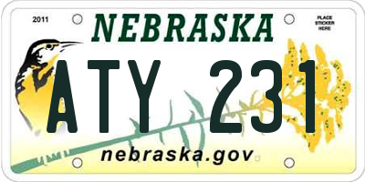NE license plate ATY231