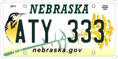NE license plate ATY333