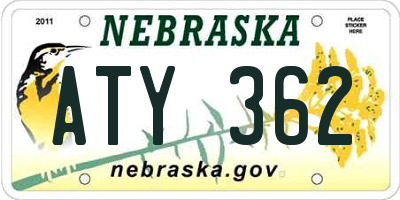 NE license plate ATY362