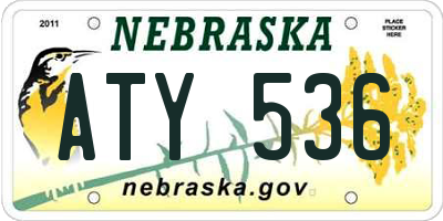 NE license plate ATY536