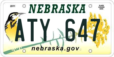 NE license plate ATY647