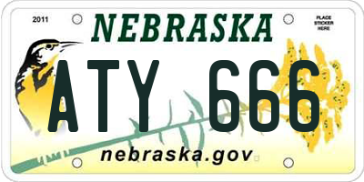 NE license plate ATY666