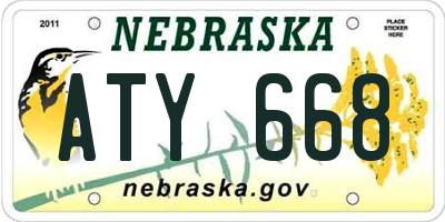 NE license plate ATY668