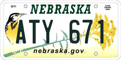 NE license plate ATY671