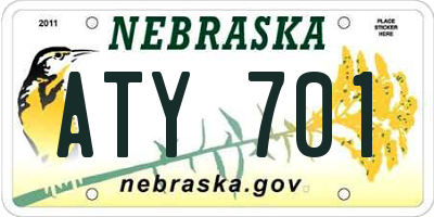 NE license plate ATY701