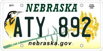 NE license plate ATY892
