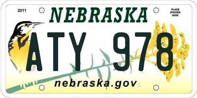 NE license plate ATY978