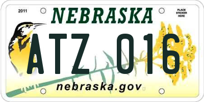 NE license plate ATZ016