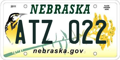 NE license plate ATZ022