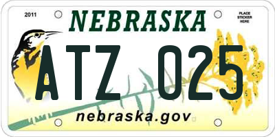 NE license plate ATZ025
