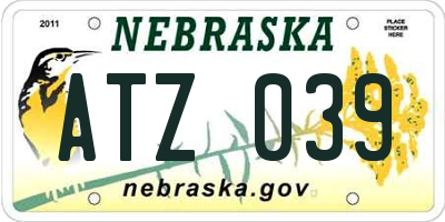 NE license plate ATZ039