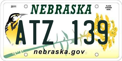 NE license plate ATZ139