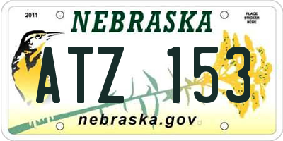 NE license plate ATZ153