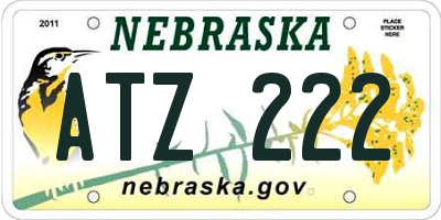 NE license plate ATZ222