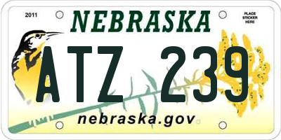 NE license plate ATZ239