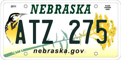 NE license plate ATZ275
