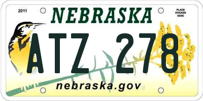 NE license plate ATZ278