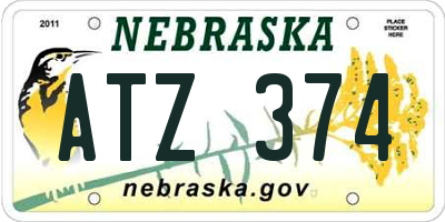 NE license plate ATZ374