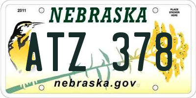 NE license plate ATZ378