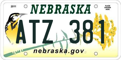 NE license plate ATZ381