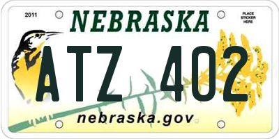 NE license plate ATZ402