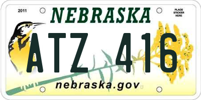 NE license plate ATZ416