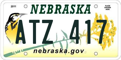 NE license plate ATZ417