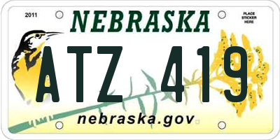 NE license plate ATZ419