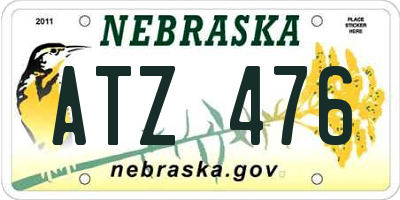 NE license plate ATZ476