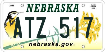 NE license plate ATZ517