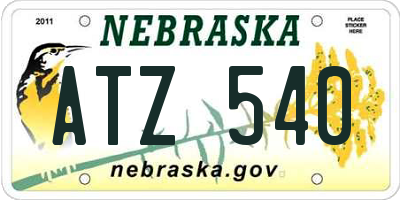 NE license plate ATZ540