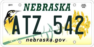 NE license plate ATZ542
