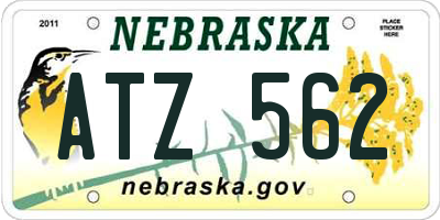 NE license plate ATZ562