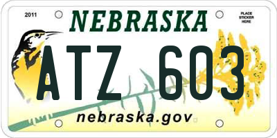 NE license plate ATZ603