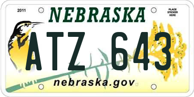 NE license plate ATZ643