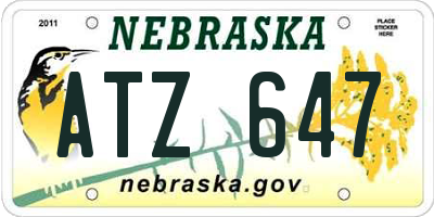 NE license plate ATZ647