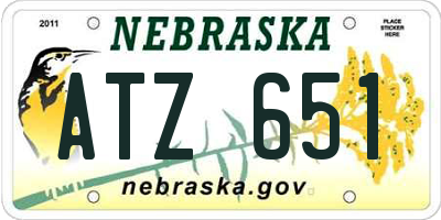 NE license plate ATZ651