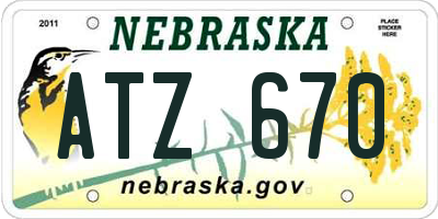 NE license plate ATZ670