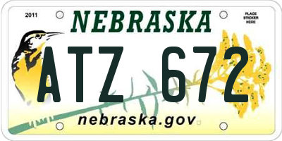 NE license plate ATZ672