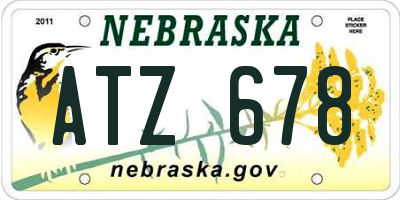 NE license plate ATZ678